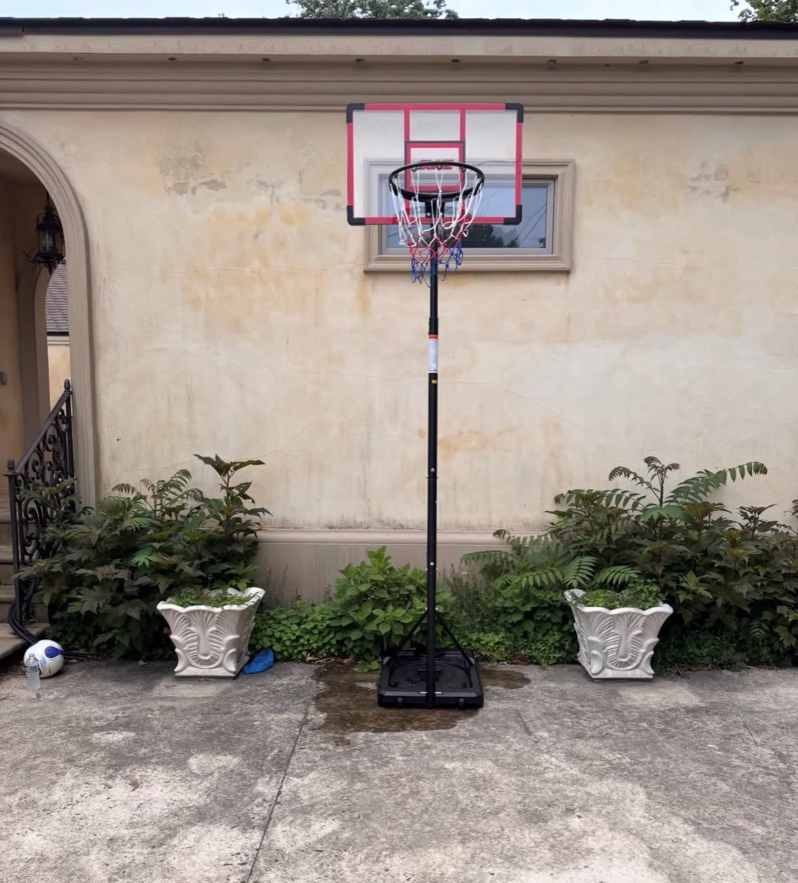 Completed portable basketball hoop