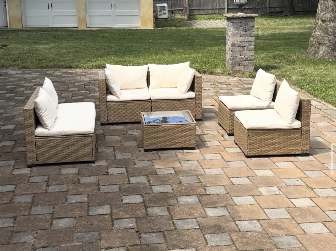 Completed outdoor wicker patio furniture set